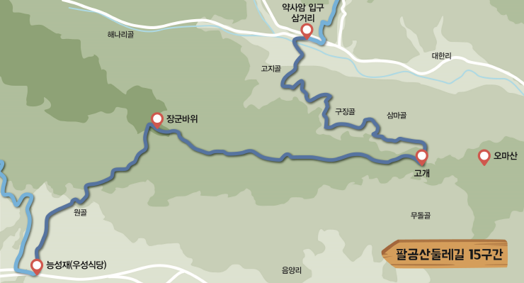 팔공산둘레길 15구간 코스 이미지