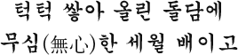 턱턱 쌓아 올린 돌담에 무심(無心)한 세월 배이고